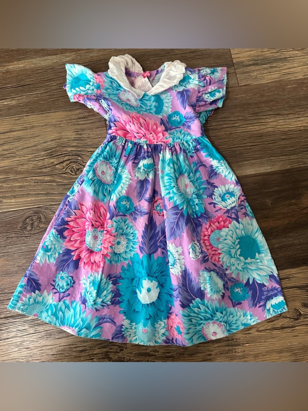VTG Wee Clancy cotton bright colorful floral dress toddler 4T made in USA 🇺🇸
